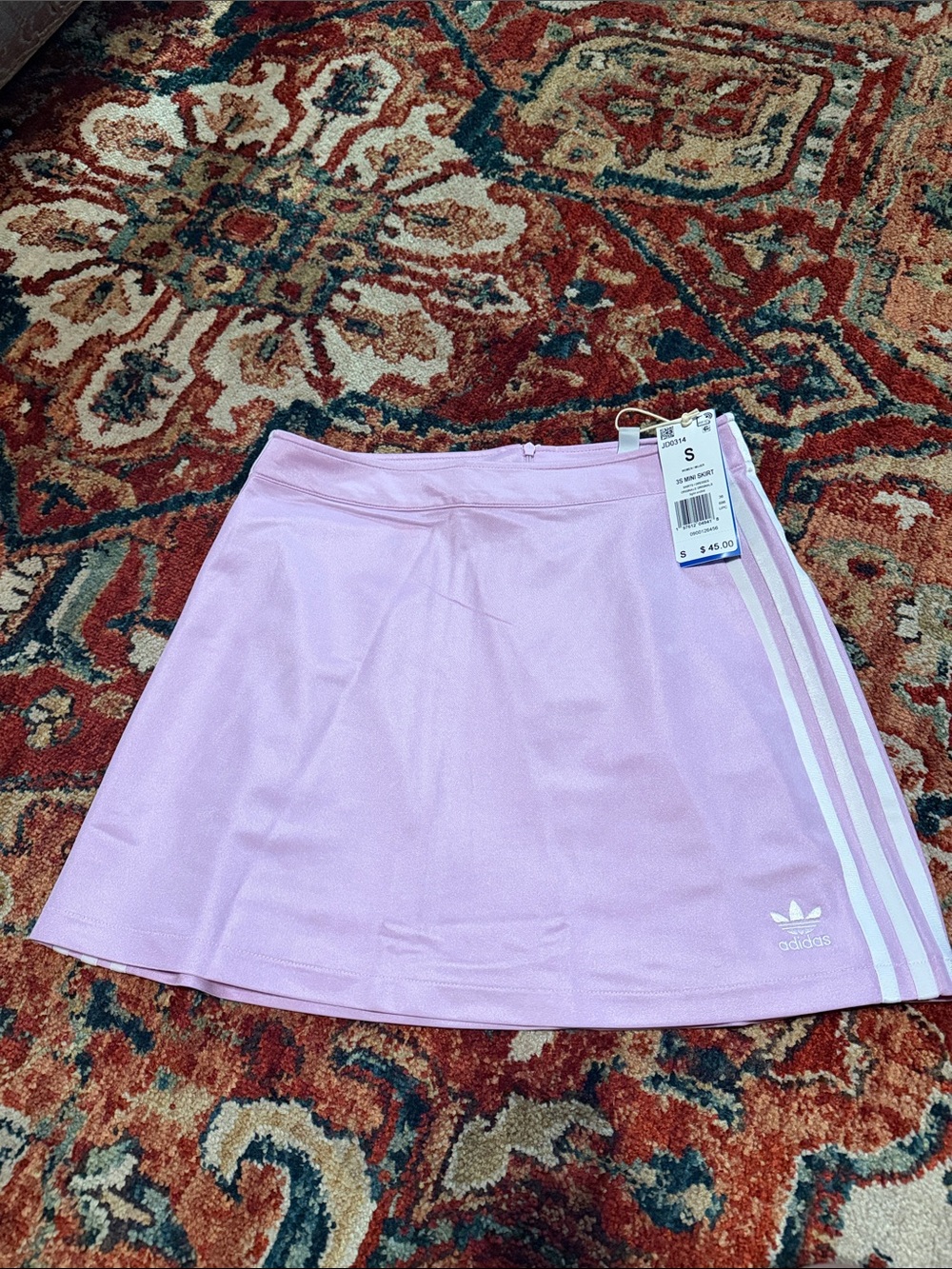 adidas Pink Circle Skater Skirt with White Three-Stripes